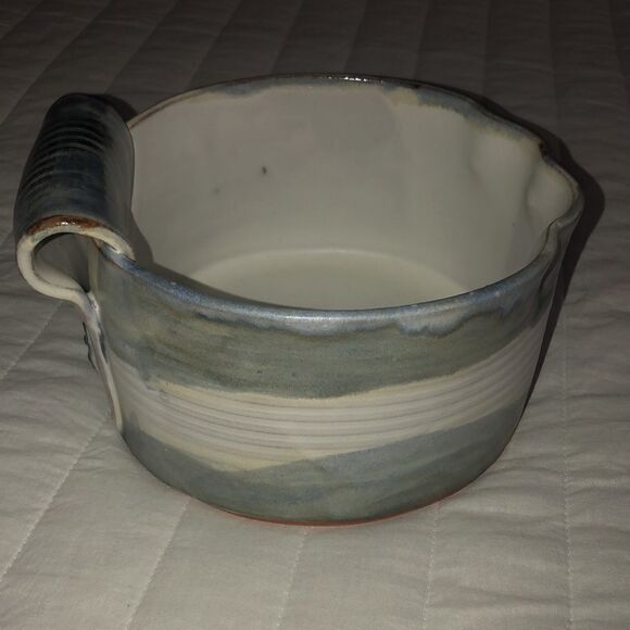 Vintage Blue Gray Handmade Stone Decorative Dish Vase Planter - Picture 3 of 7